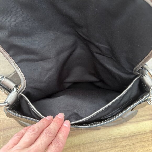 Coach Vintage Soho Metallic Pleated Shoulder Bag Bronze Metallic Grey - Picture 10 of 11